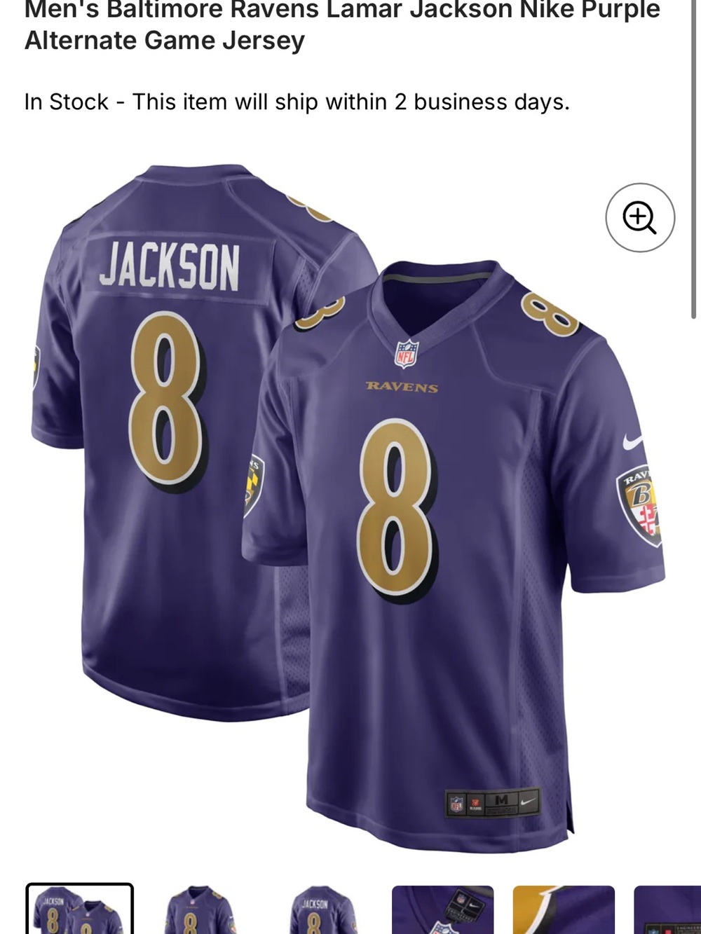 BNWT- Mens NFL Purple Baltimore Ravens Lamar Jackson Jersey . 3XL